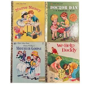 VTG '70-80's Lot of 4 Little Golden Books, Nancy, Dan, Daddy, Mother Goose